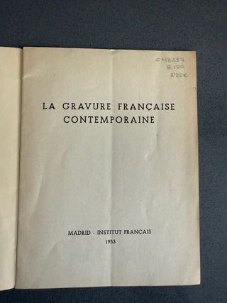 año 1953 - EL GRABADO FRANCES CONTEMPORANEO
