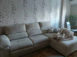 Sofá Chaiselongue Beige Tela