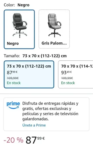 Silla Oficina Ergonómica Giratoria SONGMICS OBG22B