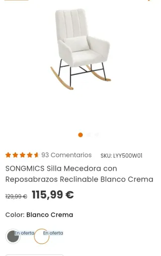Sedia a dondolo reclinabile SONGMICS LYY500W01