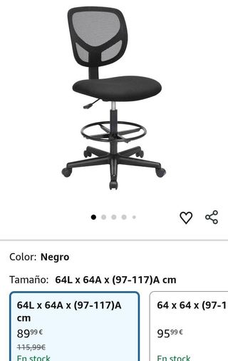 SONGMICS Silla de Malla Giratoria, Altura y Reposapiés Regulables