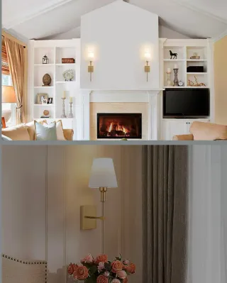 Aplique de Pared Dorado y Blanco