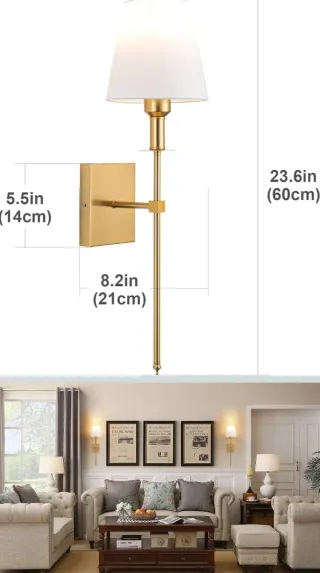 Aplique de Pared Dorado y Blanco