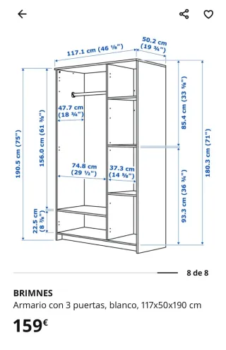 Armario Ikea BRIMNES Blanco