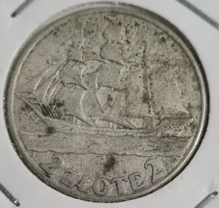 Polonia 2 Zlote 1936 Nave Argento Rara