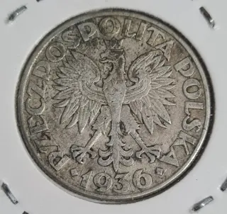 Polonia 2 Zlote 1936 Nave Argento Rara