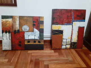 Set de 2 Cuadros abstractos modernos en lienzo.