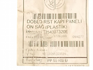 GUARNECIDO PUERTA DELANTERA DERECHA FIAT I DOBLÒ