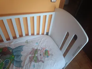 Cuna colecho abatible madera con colchón