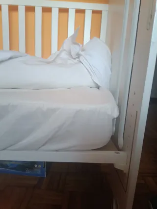 Cuna colecho abatible madera con colchón