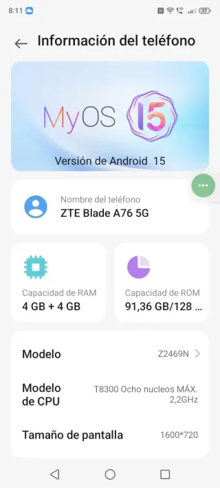 Móvil nuevo ZTE Blade A76 5G 128GB Negro Sin Abrir