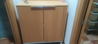 Mueble recibidor madera con espejo