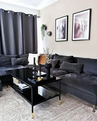 ÄSPERÖD Mesa de centro, negro/vidrio negro, 115x58