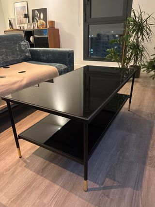 ÄSPERÖD Mesa de centro, negro/vidrio negro, 115x58