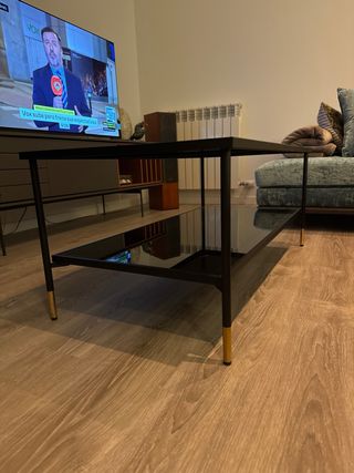 ÄSPERÖD Mesa de centro, negro/vidrio negro, 115x58