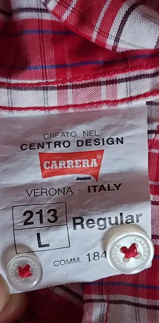 Camicia CARRERA uomo tg. L a quadri rossa