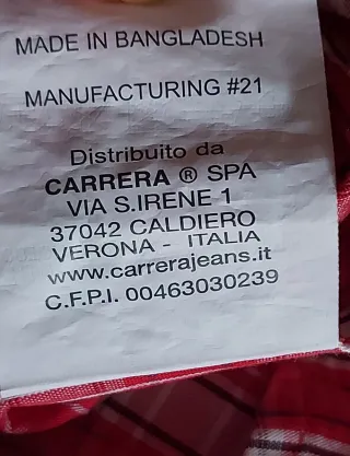 Camicia CARRERA uomo tg. L a quadri rossa