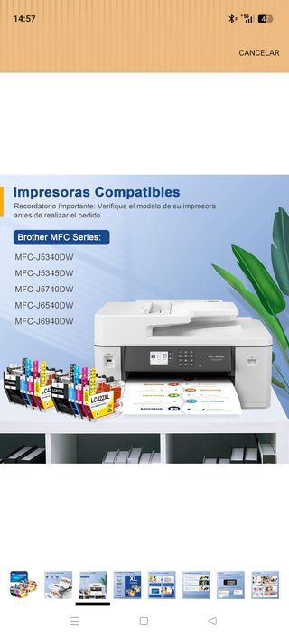 Tinta impresora LC422XL 8 cartuchos nuevos