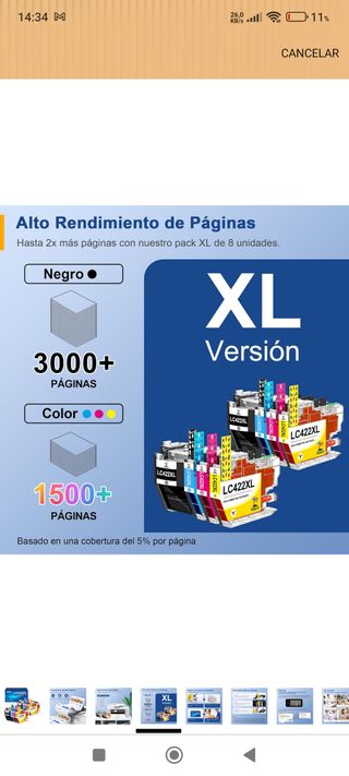Tinta impresora LC422XL 8 cartuchos nuevos