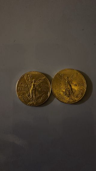 2 Monedas Mexicanas 50 Pesos Oro 1821-1999