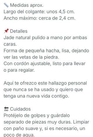 Colgante Jade Hacha México/ Prehispánico