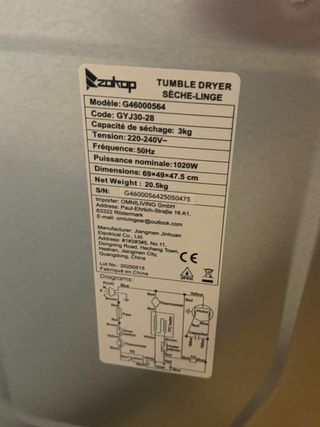 Secadora compacta Zokop NUEVA