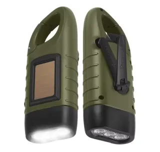 Linterna LED Solar y Manivela color negro