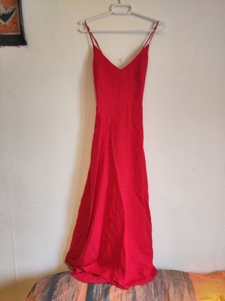 Vestido Oysho Rojo Tirantes Cruzados