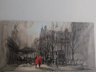 Cuadro abstracto gris y rojo