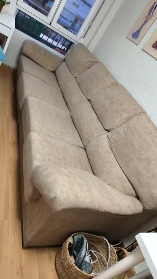 Sofá 4 plazas beige tela