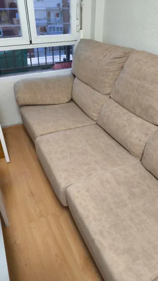 Sofá 4 plazas beige tela