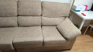 Sofá 4 plazas beige tela