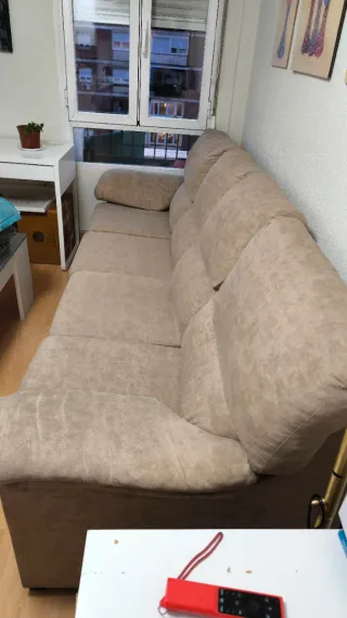 Sofá 4 plazas beige tela