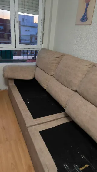 Sofá 4 plazas beige tela