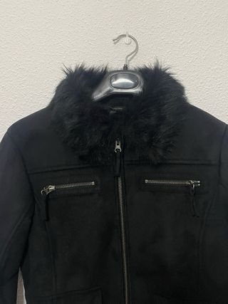 Chaqueta ante y pelo negra