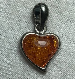 Colgante Plata Ley Corazón Ámbar + Regalo