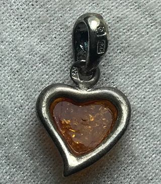Colgante Plata Ley Corazón Ámbar + Regalo
