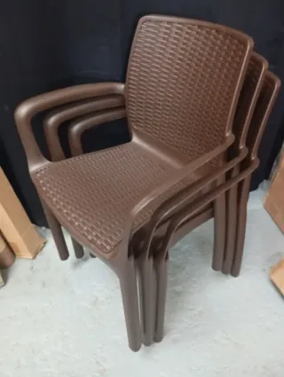 Pack 3 Sillas Jardín Plástico Marrón