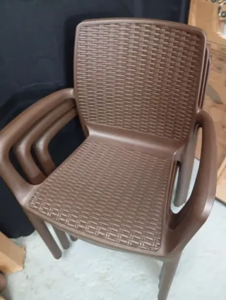 Pack 3 Sillas Jardín Plástico Marrón