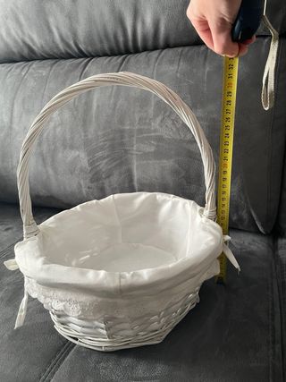 Cesta mimbre blanca con forro de tela