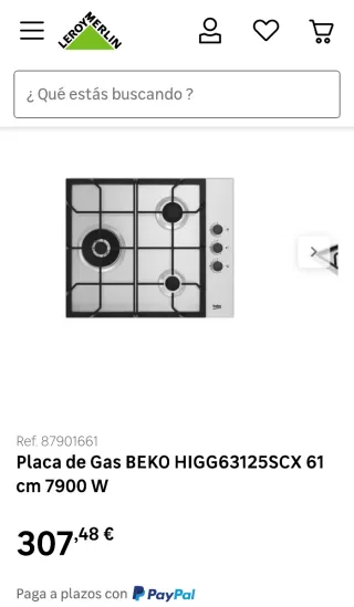 Placa de gas Beko HIGG 63125 SCX - Nueva