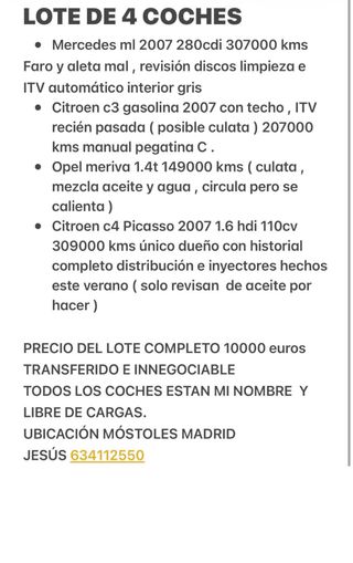 LOTE DE 4 COCHES , MERCEDES, OPEL Y CITROEN ,