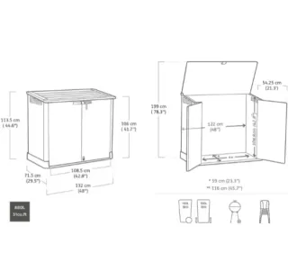 Cobertizo de jardín negro y gris