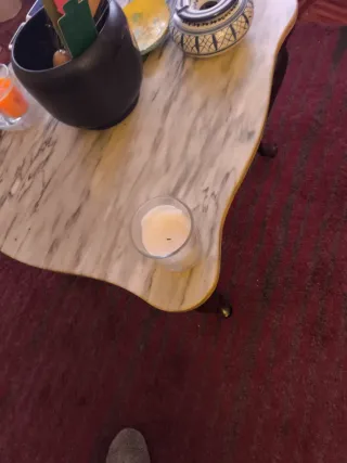 Mesa centro madera y mármol