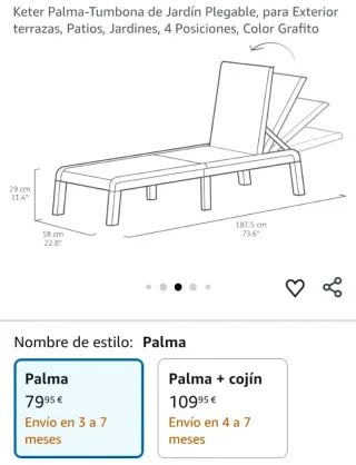 Tumbona Jardín Keter Palma Plegable Exterior