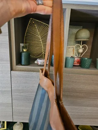 Borsa shopper Fendi a righe marrone e nera