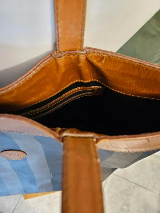 Borsa shopper Fendi a righe marrone e nera