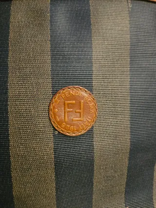 Borsa shopper Fendi a righe marrone e nera