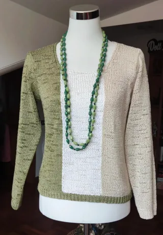 Maglietta donna in filo color block