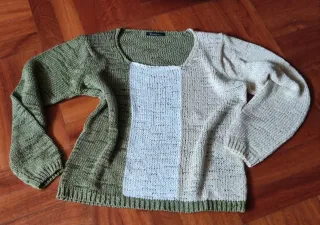 Maglietta donna in filo color block